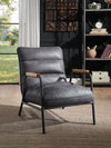 ACME Nignu Gray Top Grain Leather & Matt Iron Accent Chair Model 59950