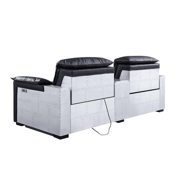 ACME Misezon Black Top Grain Leather & Aluminum Power Motion Recliner Model 59952