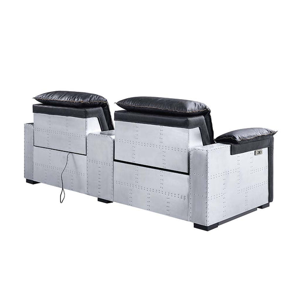 ACME Misezon Black Top Grain Leather & Aluminum Power Motion Recliner Model 59952