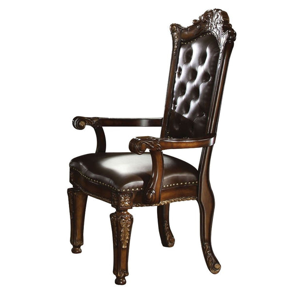 ACME Vendome Synthetic Leather & Cherry Arm Chair (Set-2) Model 60004