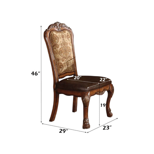 ACME Dresden Synthetic Leather & Cherry Oak Side Chair (Set-2) Model 60012