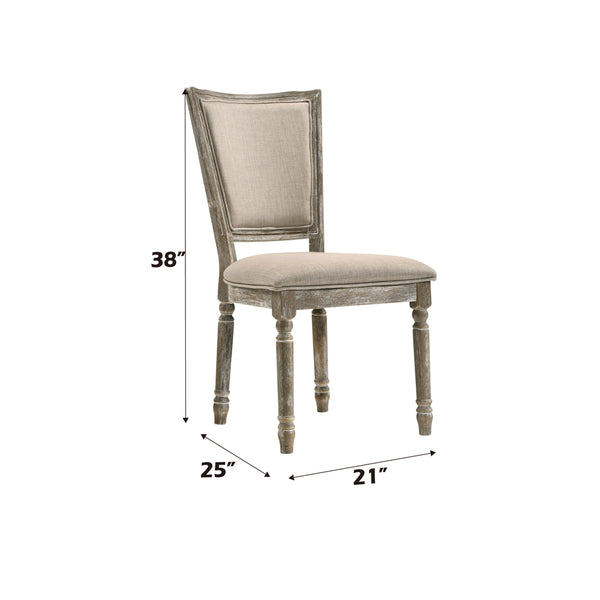 ACME Gabrian Fabric & Reclaimed Gray Side Chair (Set-2) Model 60172