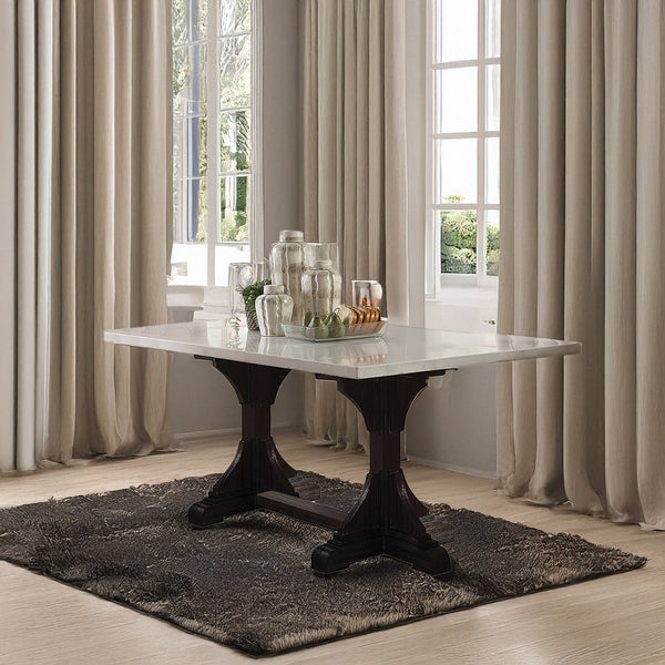 ACME Gerardo White Natural Marble Top & Weathered Espresso Dining Table Model 60180
