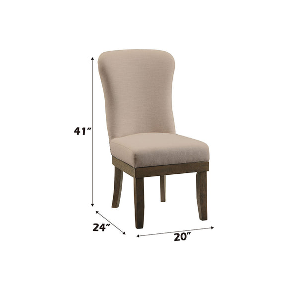 ACME Landon Beige Linen & Salvage Brown Side Chair (Set-2) Model 60742