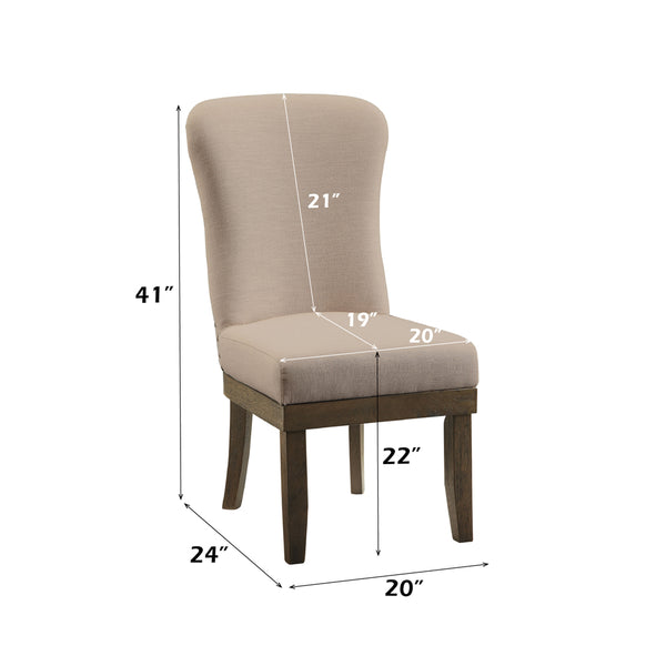ACME Landon Beige Linen & Salvage Brown Side Chair (Set-2) Model 60742
