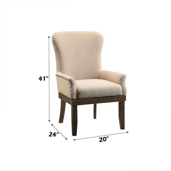 ACME Landon Beige Linen & Salvage Brown Arm Chair (1Pc) Model 60743