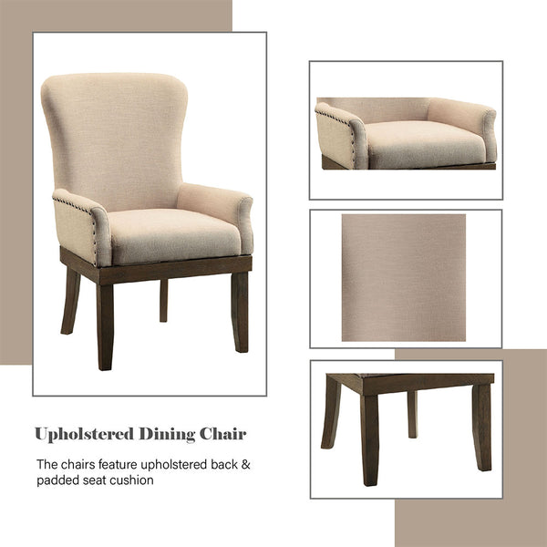 ACME Landon Beige Linen & Salvage Brown Arm Chair (1Pc) Model 60743