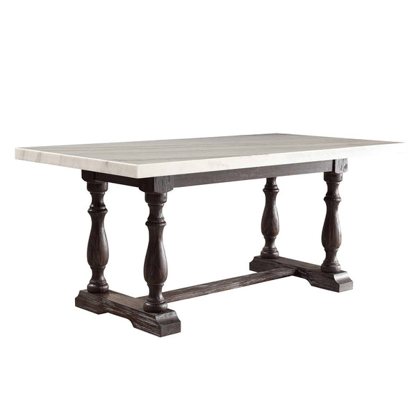 ACME Gerardo White Natural Marble Top & Weathered Espresso Dining Table Model 60820