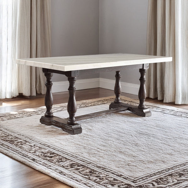 ACME Gerardo White Natural Marble Top & Weathered Espresso Dining Table Model 60820