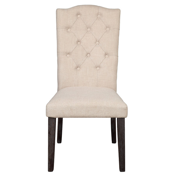 ACME Gerardo Beige Linen & Weathered Espresso Side Chair (Set-2) Model 60822