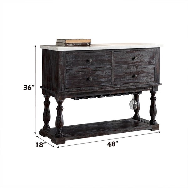 ACME Gerardo White Natural Marble Top & Weathered Espresso Server Model 60824