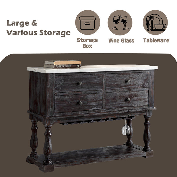 ACME Gerardo White Natural Marble Top & Weathered Espresso Server Model 60824