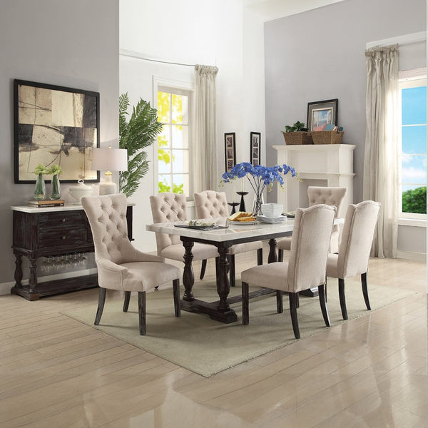 ACME Gerardo White Natural Marble Top & Weathered Espresso Server Model 60824