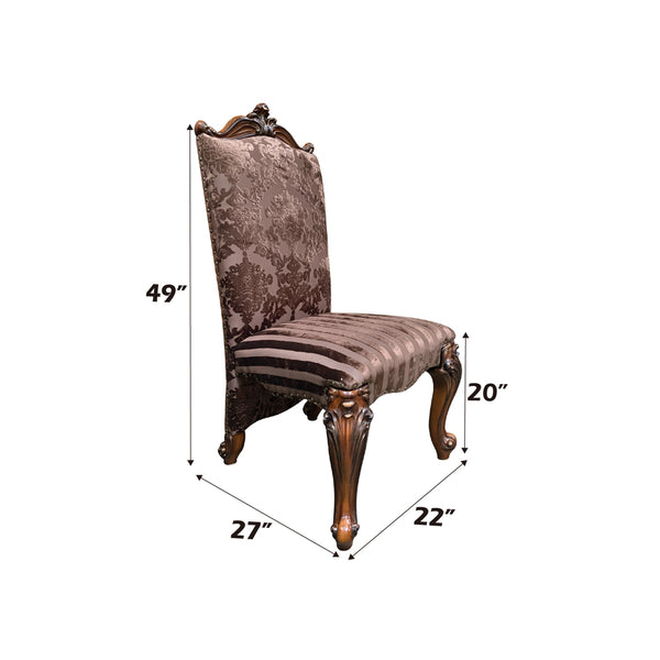 ACME Versailles Two Tone Light Brown Synthetic Leather/Fabric & Cherry Oak Side Chair (Set-2) Model 61102