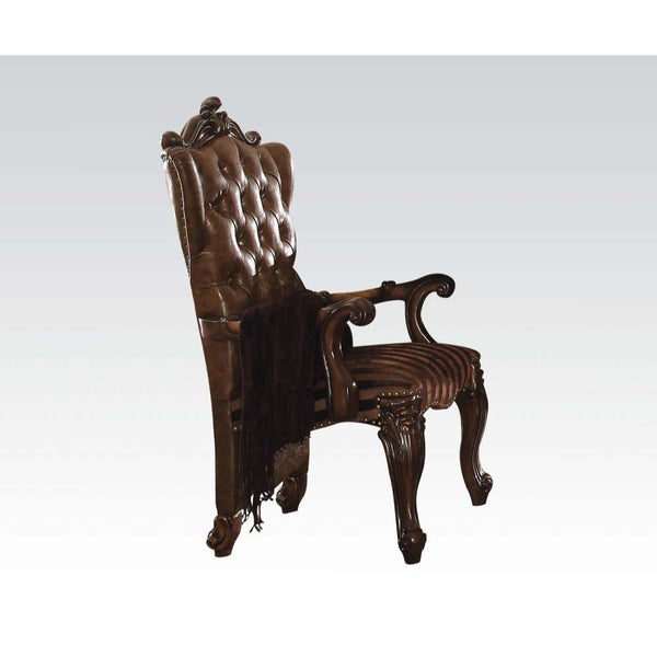 ACME Versailles Two Tone Light Brown Synthetic Leather/Fabric & Cherry Oak Arm Chair (Set-2) Model 61103