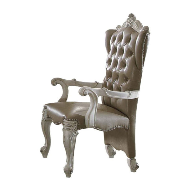 ACME Versailles Synthetic Leather & Bone White Arm Chair (Set-2) Model 61133