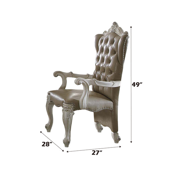 ACME Versailles Synthetic Leather & Bone White Arm Chair (Set-2) Model 61133
