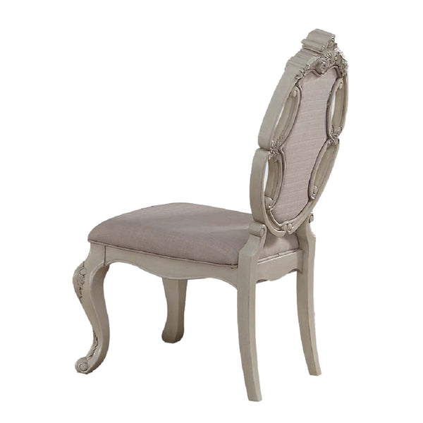 ACME Ragenardus Fabric & Antique White Side Chair (Set-2) Model 61282