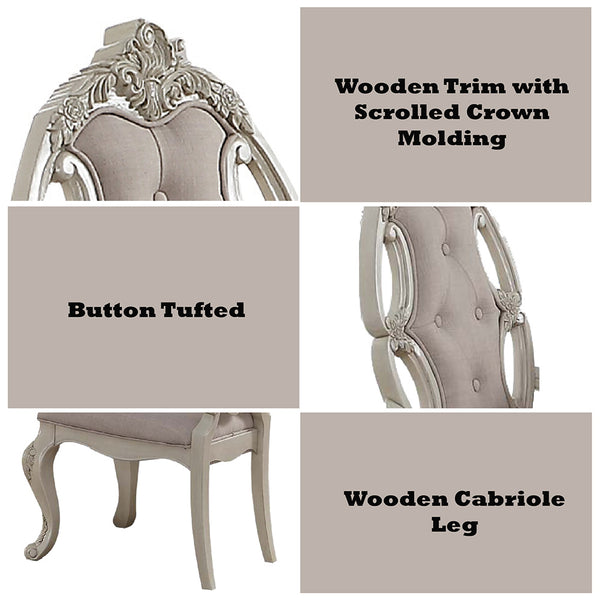 ACME Ragenardus Fabric & Antique White Side Chair (Set-2) Model 61282