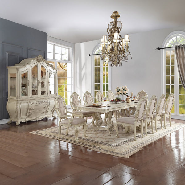 ACME Ragenardus Fabric & Antique White Side Chair (Set-2) Model 61282