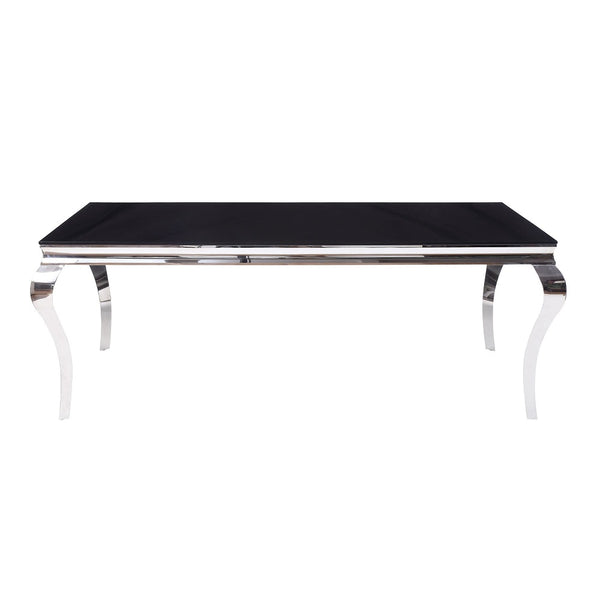 ACME Fabiola Stainless Steel & Black Glass Dining Table Model 62070