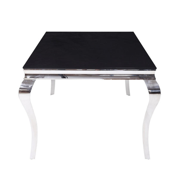 ACME Fabiola Stainless Steel & Black Glass Dining Table Model 62070