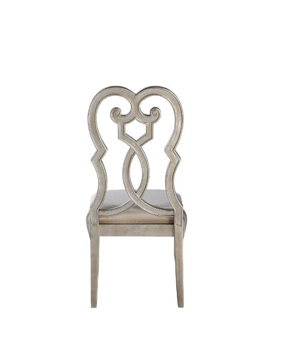 ACME Esteban Ivory Velvet & Antique Champagne Side Chair (Set-2) Model 62202