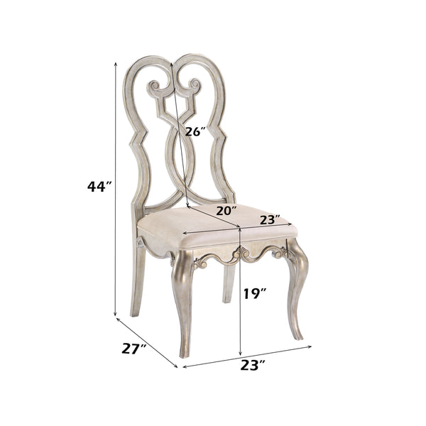 ACME Esteban Ivory Velvet & Antique Champagne Side Chair (Set-2) Model 62202