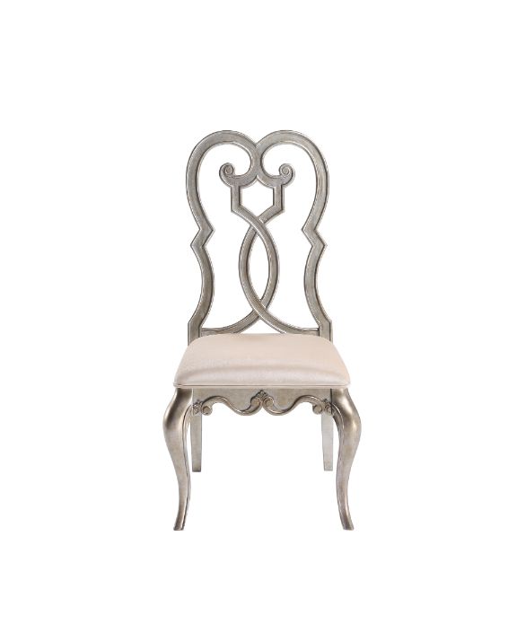 ACME Esteban Ivory Velvet & Antique Champagne Side Chair (Set-2) Model 62202