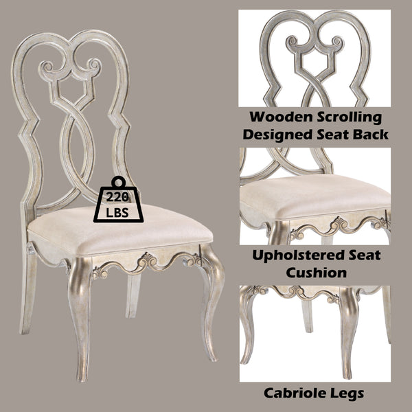 ACME Esteban Ivory Velvet & Antique Champagne Side Chair (Set-2) Model 62202