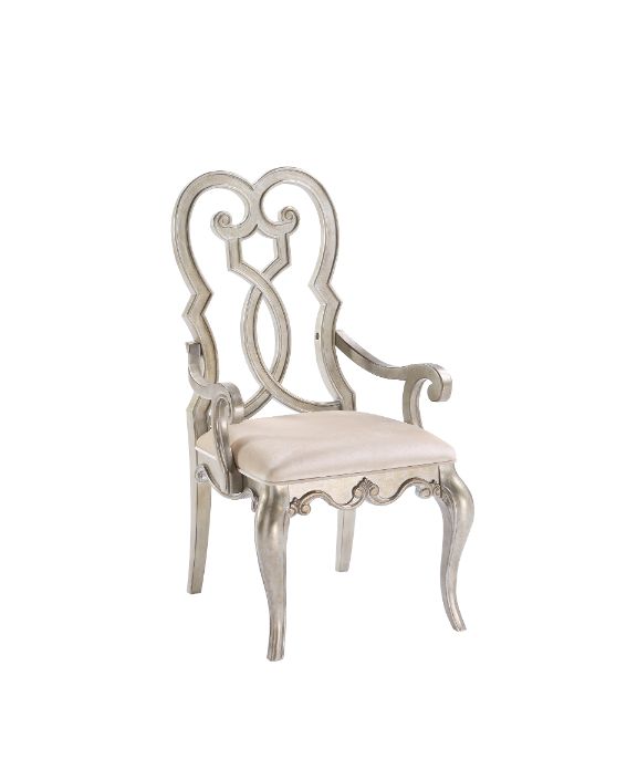ACME Esteban Ivory Velvet & Antique Champagne Arm Chair (Set-2) Model 62203