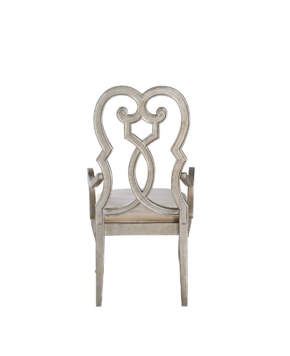 ACME Esteban Ivory Velvet & Antique Champagne Arm Chair (Set-2) Model 62203