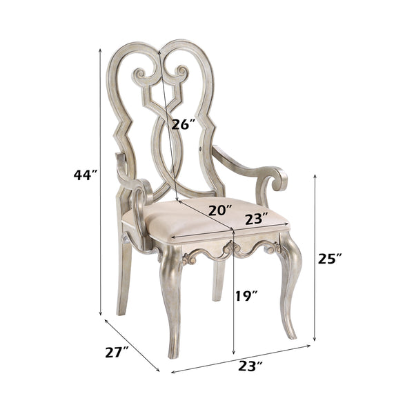 ACME Esteban Ivory Velvet & Antique Champagne Arm Chair (Set-2) Model 62203