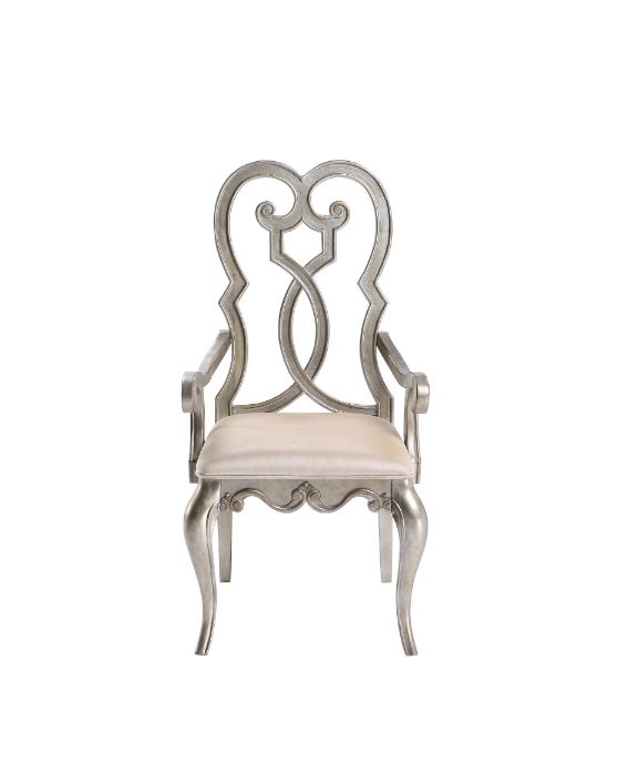 ACME Esteban Ivory Velvet & Antique Champagne Arm Chair (Set-2) Model 62203