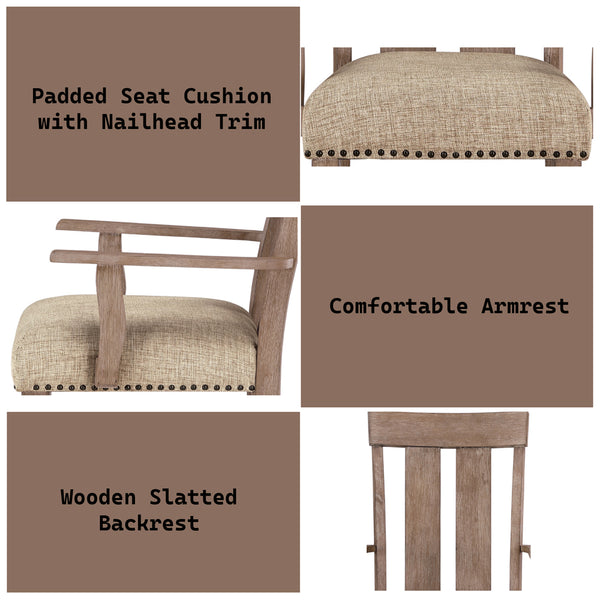 ACME Nathaniel Fabric & Maple Arm Chair (Set-2) Model 62333