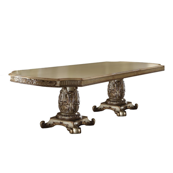 ACME Vendome Gold Patina & Bone Dining Table Model 63000