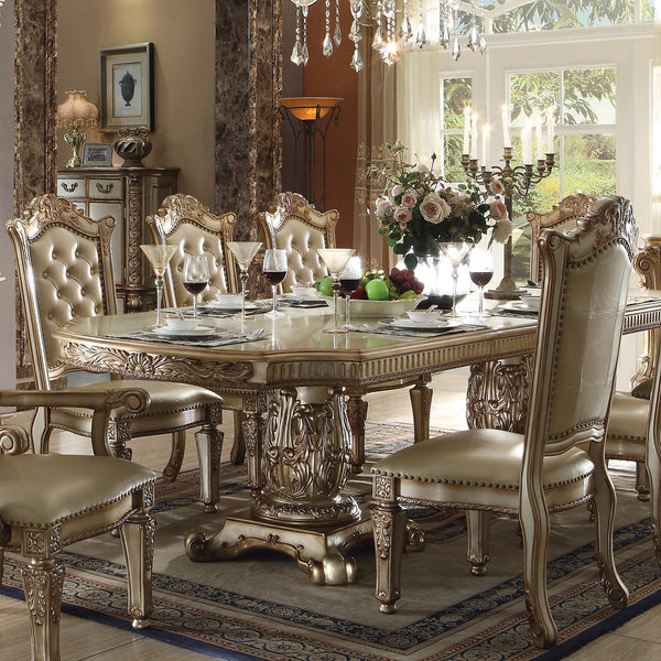ACME Vendome Gold Patina & Bone Dining Table Model 63000
