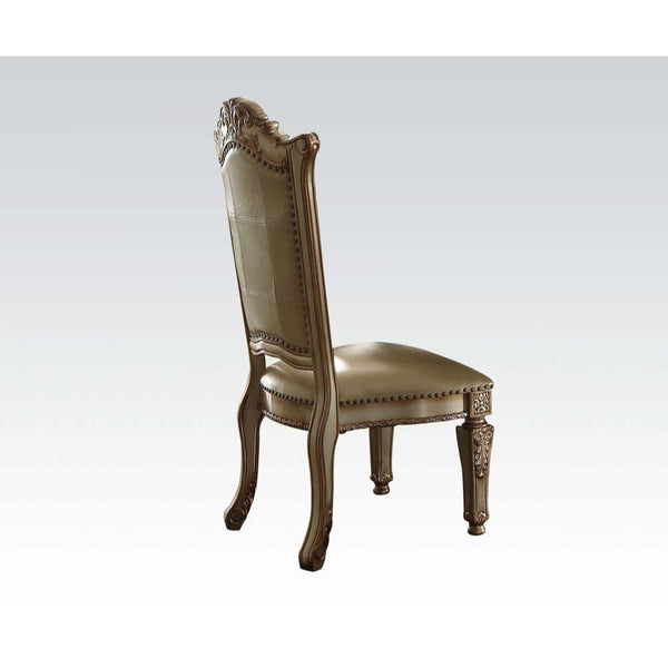 ACME Vendome Bone Synthetic Leather & Gold Patina Side Chair (Set-2) Model 63003