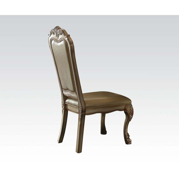 ACME Dresden Bone Synthetic Leather/Fabric & Gold Patina Side Chair (Set-2) Model 63153
