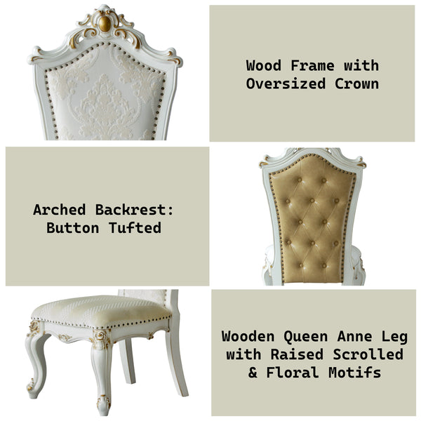 ACME Picardy Fabric/Butterscotch Synthetic Leather & Antique Pearl Side Chair (Set-2) Model 63462