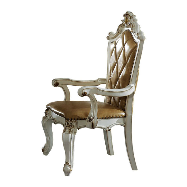 ACME Picardy Butterscotch Synthetic Leather & Antique Pearl Arm Chair (Set-2) Model 63463