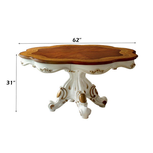 ACME Picardy Antique Pearl & Cherry Oak Dining Table Model 63470