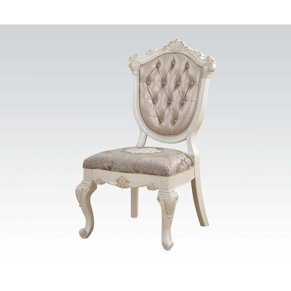 ACME Chantelle Rose Gold Synthetic Leather & Pearl White Side Chair (Set-2) Model 63542
