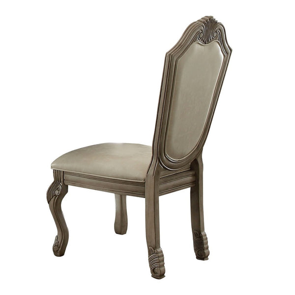 ACME Chateau de Ville Synthetic Leather & Antique White Side Chair (Set-2) Model 64067A