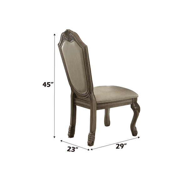 ACME Chateau de Ville Synthetic Leather & Antique White Side Chair (Set-2) Model 64067A