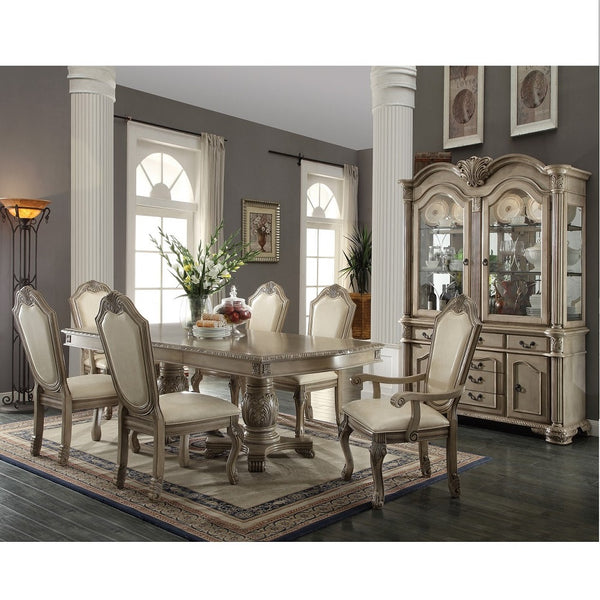 ACME Chateau de Ville Synthetic Leather & Antique White Side Chair (Set-2) Model 64067A