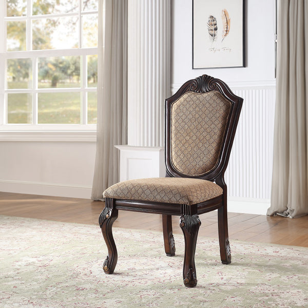ACME Chateau De Ville Fabric & Espresso Side Chair (Set-2) Model 64077A