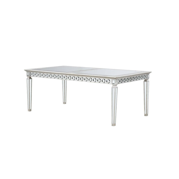 ACME Varian Mirrored & Antique Platinum Dining Table (78"L) Model 66155