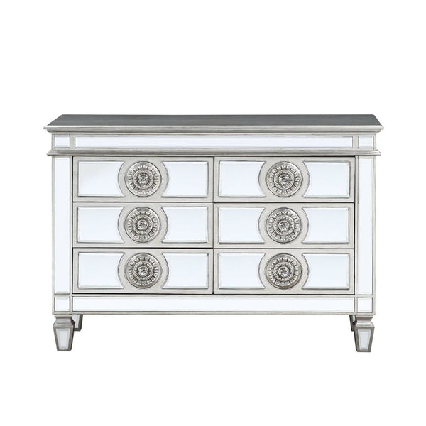 ACME Varian Mirrored & Antique Platinum Server Model 66159