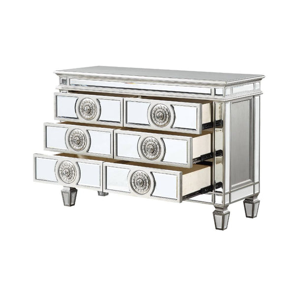ACME Varian Mirrored & Antique Platinum Server Model 66159
